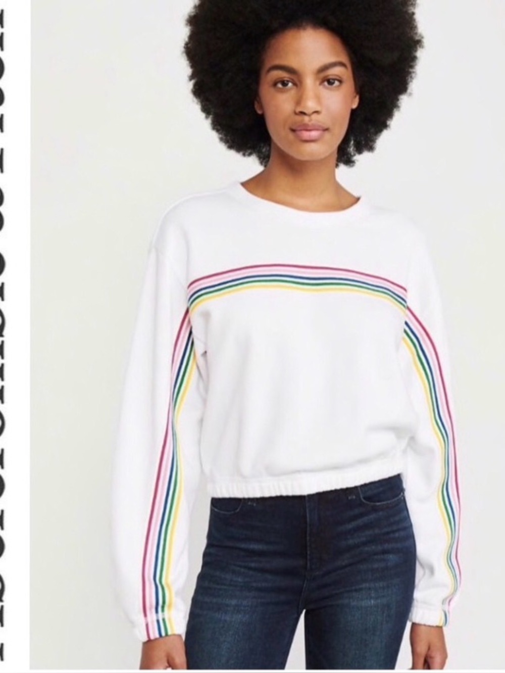 🎉HP🎉NWT A&F Striped Tape Relaxed  Sweatshirt